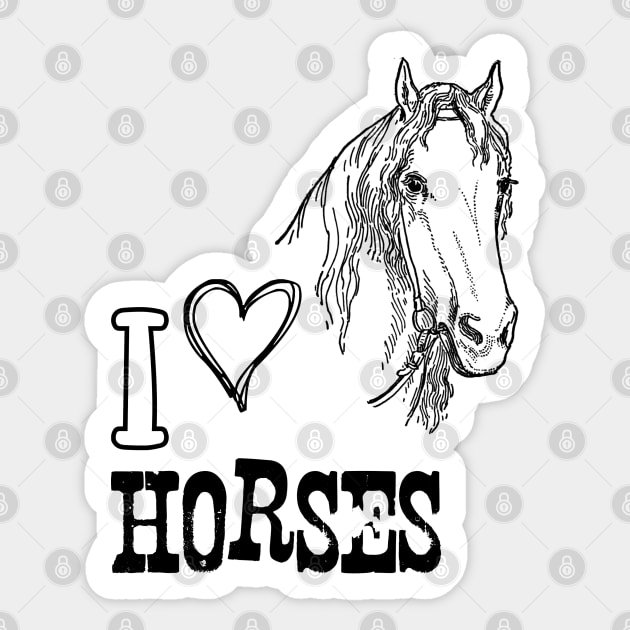 I Love Horses. Horse illustration with Text Sticker by Biophilia